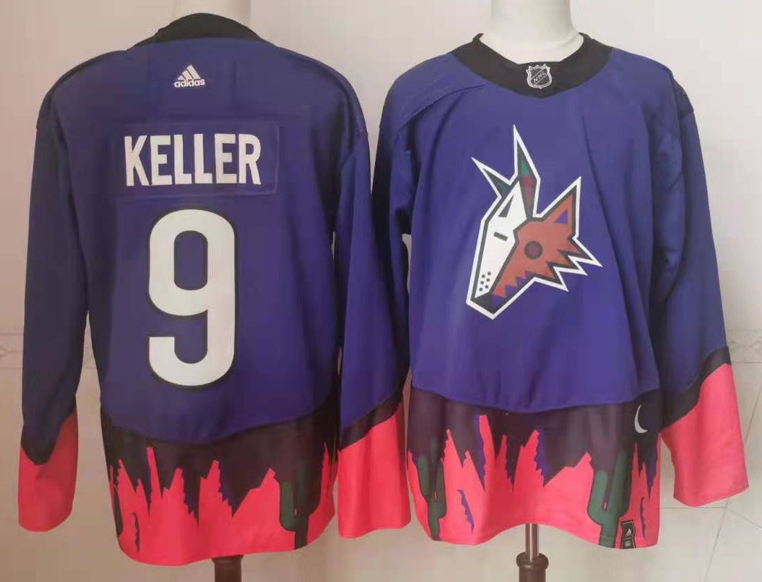 Men Arizona Coyotes 9 Keller Purple Authentic Stitched 2022 Adidas NHL Jersey